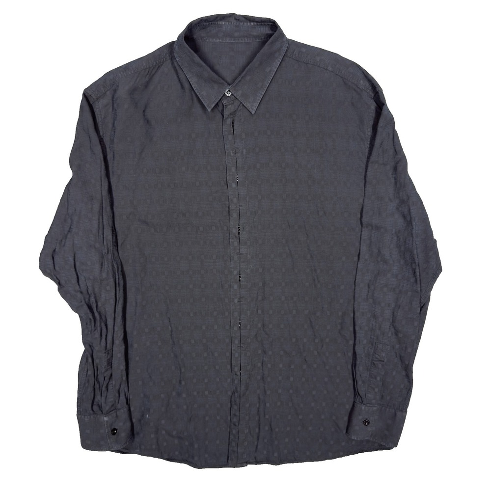 Versace Jeans Dress Shirt Textured Cotton Long Sleeve Made in Italy Black XXL